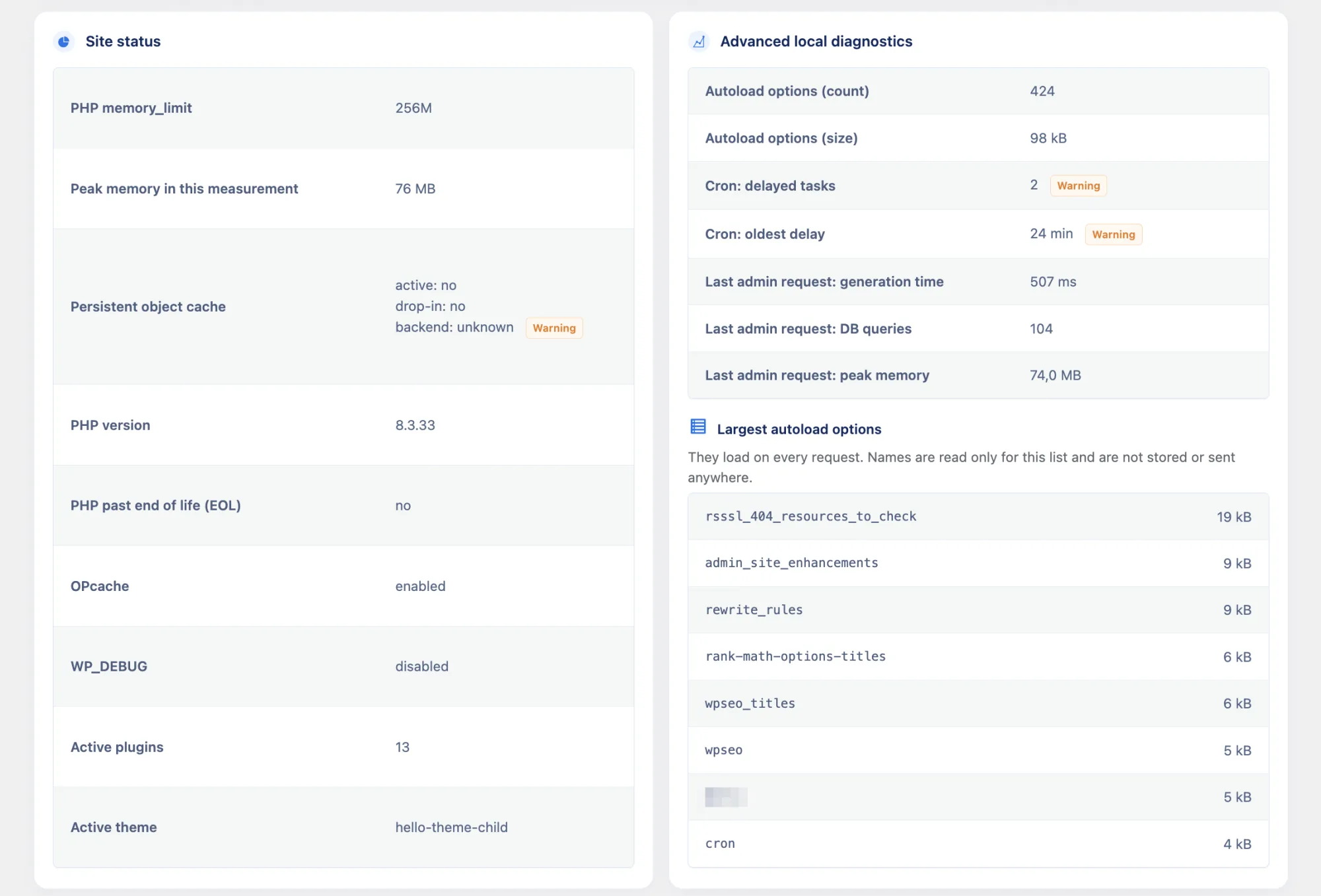 Advanced local WordPress diagnostics in Speedlyst